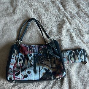 NEW COACH X MS LARGE ROGUE 39-LH/BLC BAG AND MATCHING GRAFFITI WALLET